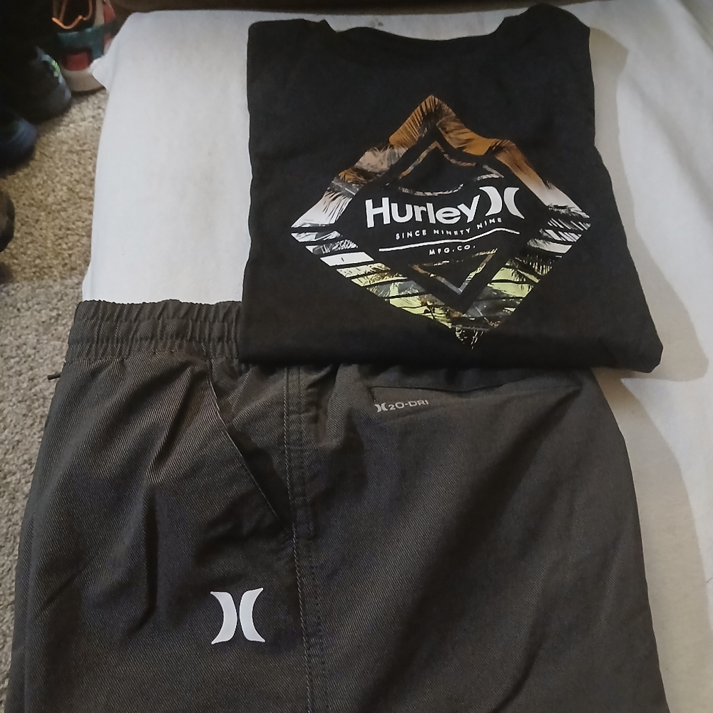 Hurley Black Tee and Shorts Combo